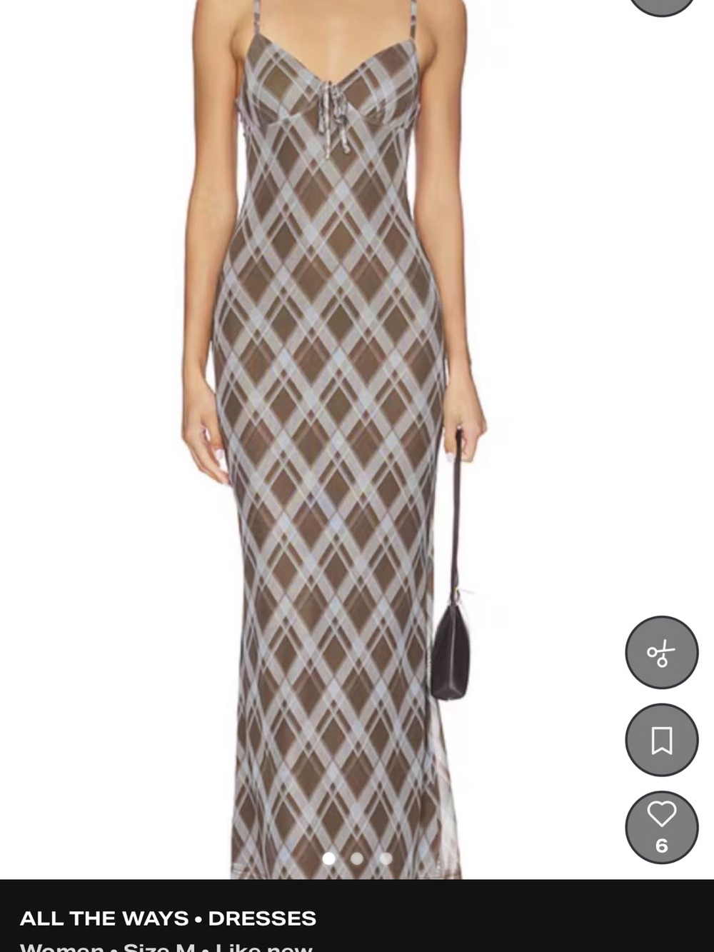 Plaid Spaghetti-Strap Maxi Dress in Brown and Cream